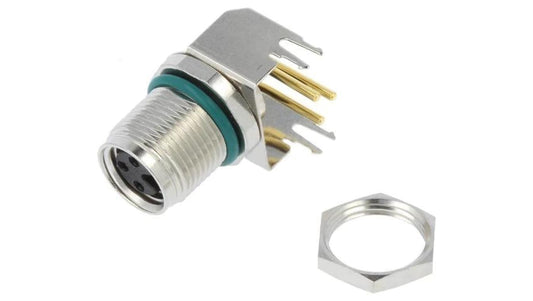 Złącze M8 żeński 3-PIN kątowe 90 gniazdo 4A IP68 60V metal M8S-03PFFR-SF8001