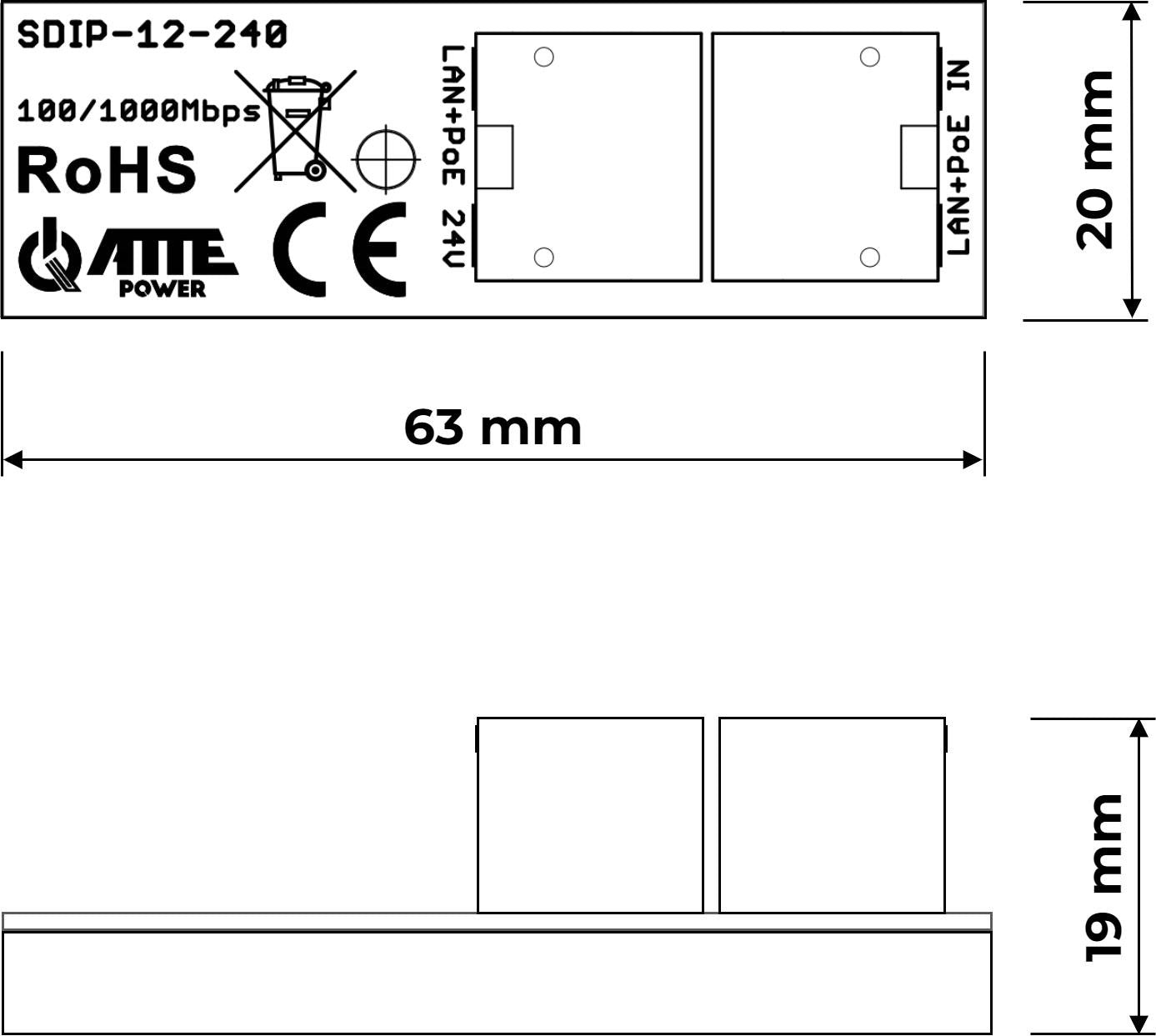 Adapter PoE ATTE SDIP-12-240