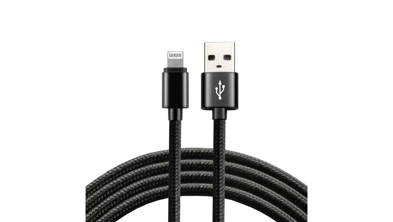 Kabel przewód pleciony USB - Lightning / iPhone everActive CBB-2IB 200cm z obsługą szybkiego ładowania do 2,4A czarny