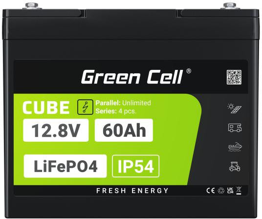 AKUMULATOR LITOWO-ŻELAZOWO-FOSFORANOWY LiFePO4 Green Cell Cube 12.8V 60Ah LFPGC12V60AH