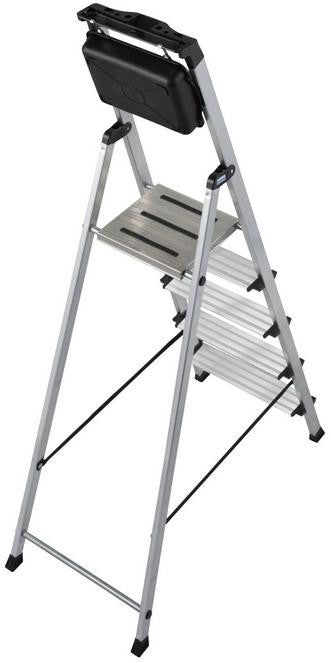 Drabina aluminiowa jednostronna Krause SECURY MultiGrip 1x5 z półką 126535