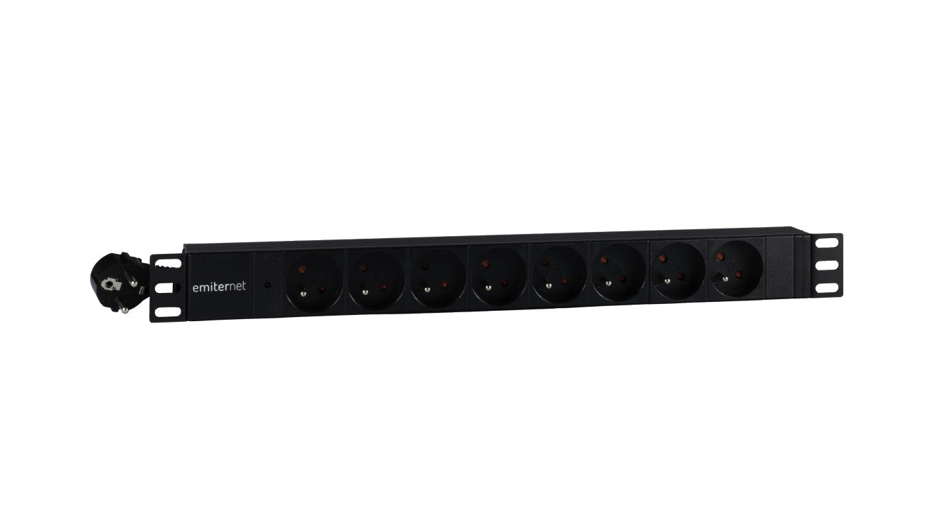 Listwa zasilająca EmiterNet 19cali 8-gniazd. uni-schuko, 2m, LED EM/LZ19.08F.2S.L