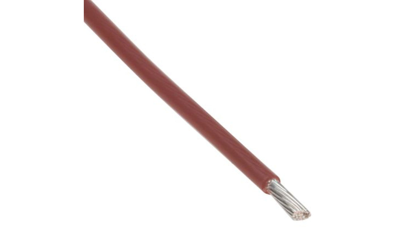 Przewód do urządzeń PTFE PTFE Brązowy, 100m 0,34 mm² 19/0,15 mm, 300 V, -75 → +200C, Ø 1.1mm, RS PRO BS3G210