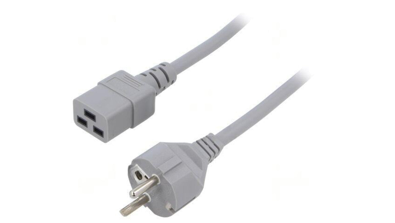 Kabel: 3x1mm2, CEE 7/7 (E/F) wtyk,IEC C19 żeński, 2m LT312+549 3X1.0 2.0M GRY