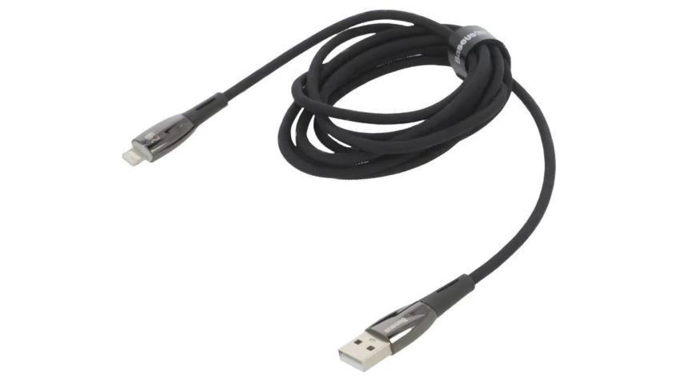 Kabel USB 2.0 Apple Lightning wtyk - USB A wtyk 2m czarny 2,4A CADH000301