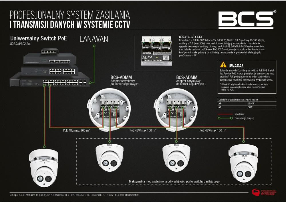Switch POE  BCS POWER BCS-xPoE3/EXT-AT