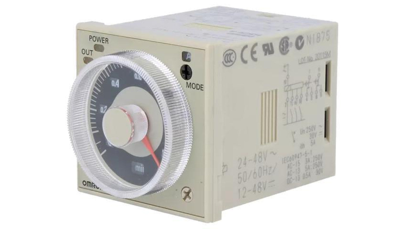 Przekaźnik czasowy 0,05s÷300h DPDT 250VAC/5A Uzas: 24÷48VAC H3CR-A 24-48AC/12-48DC