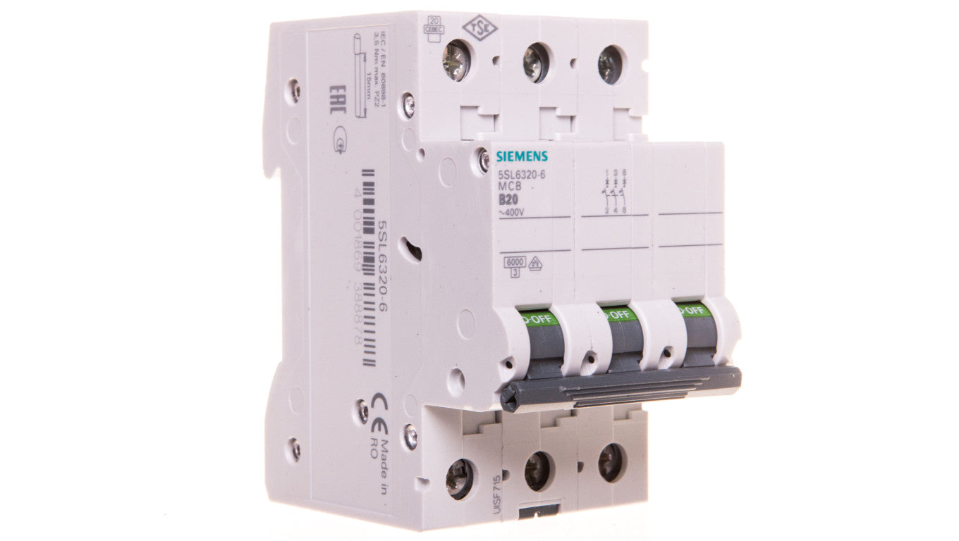 Wyłącznik nadprądowy 3P B 20A 6kA AC SENTRON 5SL6320-6