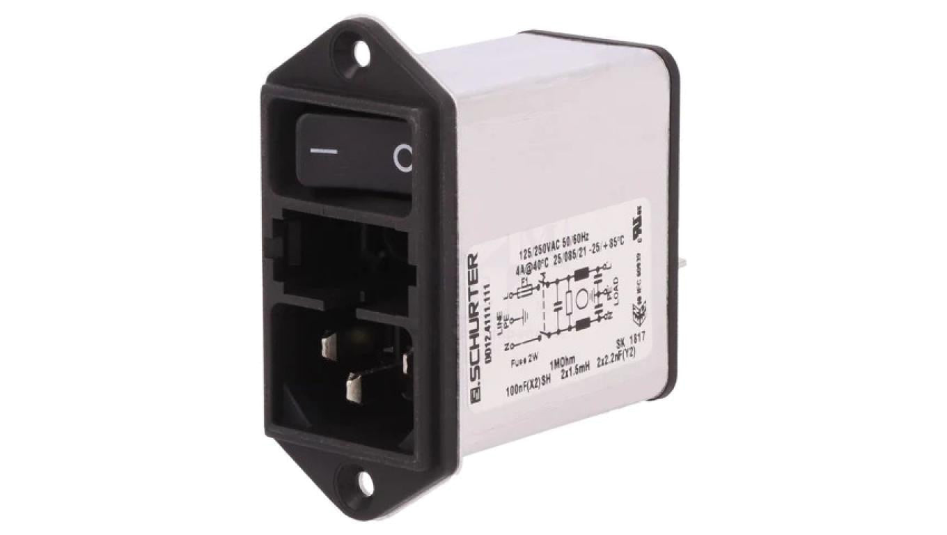 Złącze zasilające AC gniazdo męskie 4A 250VAC IEC 60320 DD12 DD12.4111.111