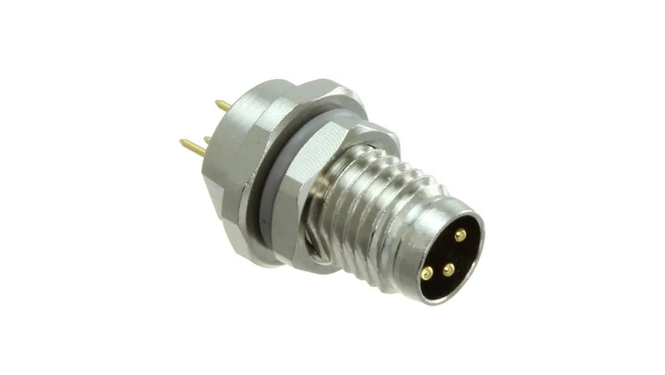 Złącze okrągłe M8 męskie proste montaż THT 3-PIN 60V T4040014031-000