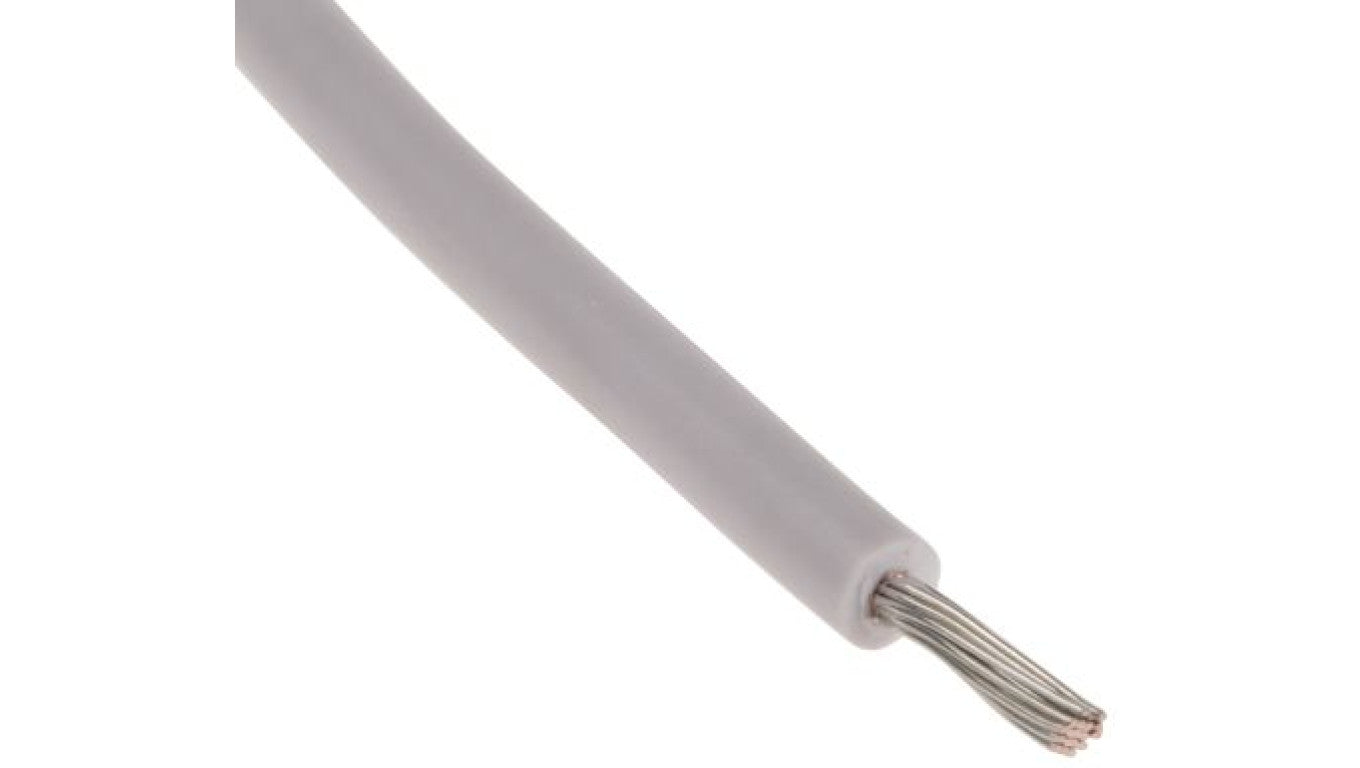 Przewód o podwyższonej odporności PVC Biały, 100m 0,6 mm² 19/0,2 mm, 750 V, -40 → +105C, Ø 2.5mm, RS PRO