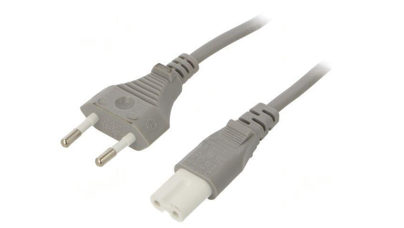 Kabel: 2x0,75mm2, CEE 7/16 (C) wtyk,IEC C7 żeński, 3m LT-207+503 H03VVH2-F 0.75/2C GRY 3M