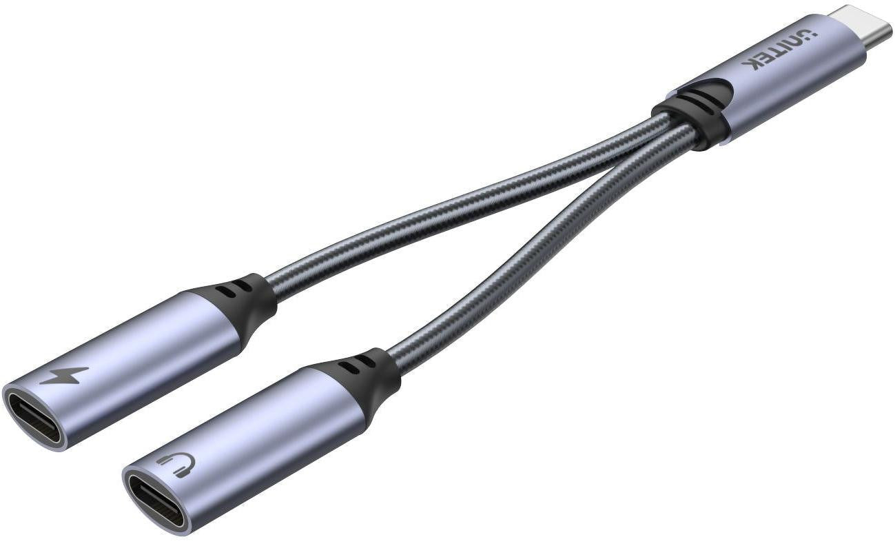Unitek Adapter USB-C na 2 x port USB-C audio i 18W