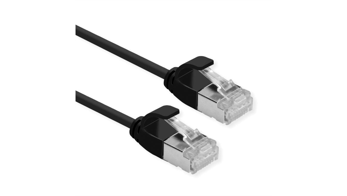 ROLINE F/UTP DataCenter Patch Cord Cat.6A (Class EA), LSOH, bardzo cienki, czarny, 1 m