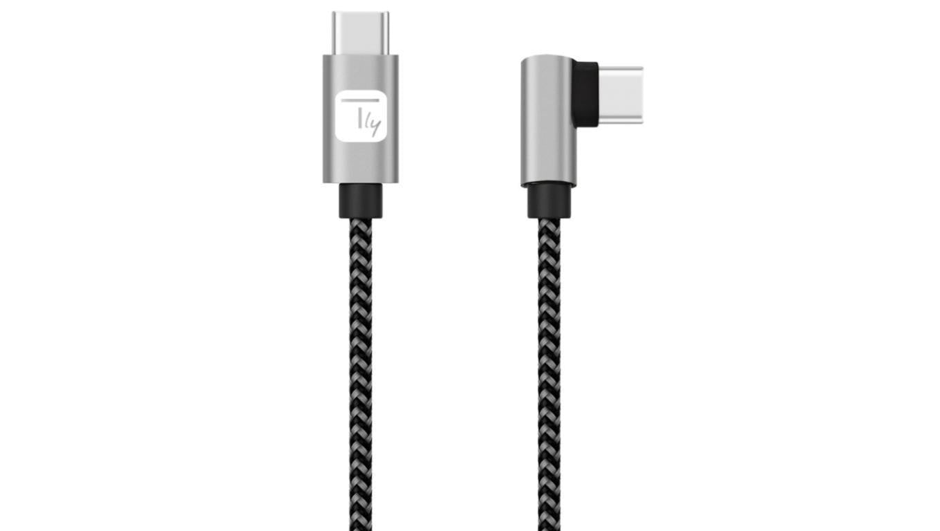 Kabel USB 2.0 USB-C na USB-C kątowy m/m 3A w oplocie ICOC MU2CC9-010-AL /1 m/