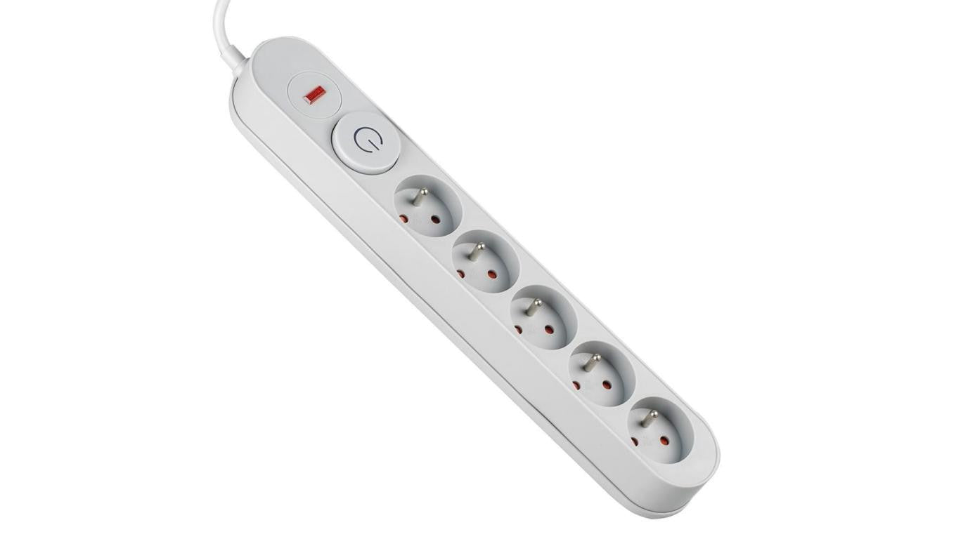 Listwa zasilająca z układem przeciwprzepięciowym,1,5m 5 gniazd, włącznik szara VA0246-1,5 VAYOX