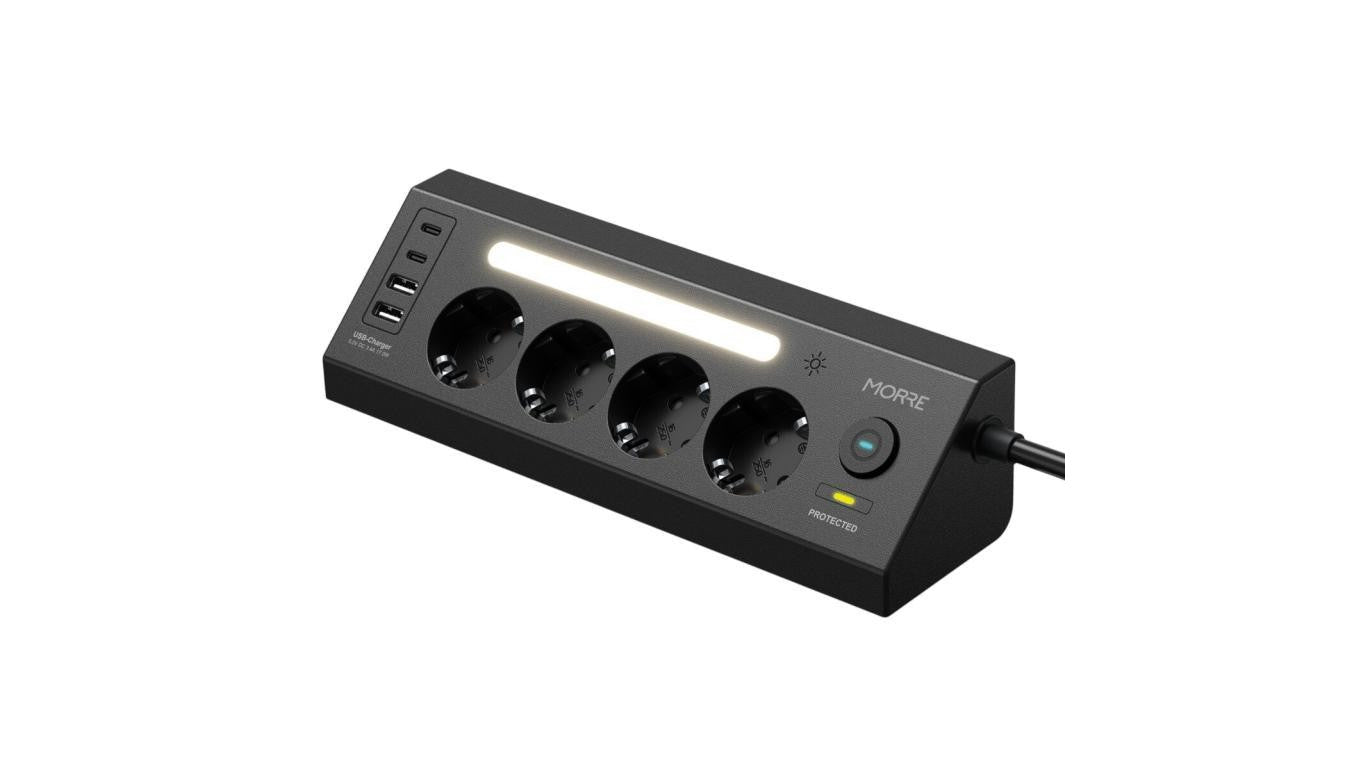 Listwa zasilająca MORRE M411 – 4 gniazda AC, 2xUSB-C 15W, 2xUSB-A 12W, 2m