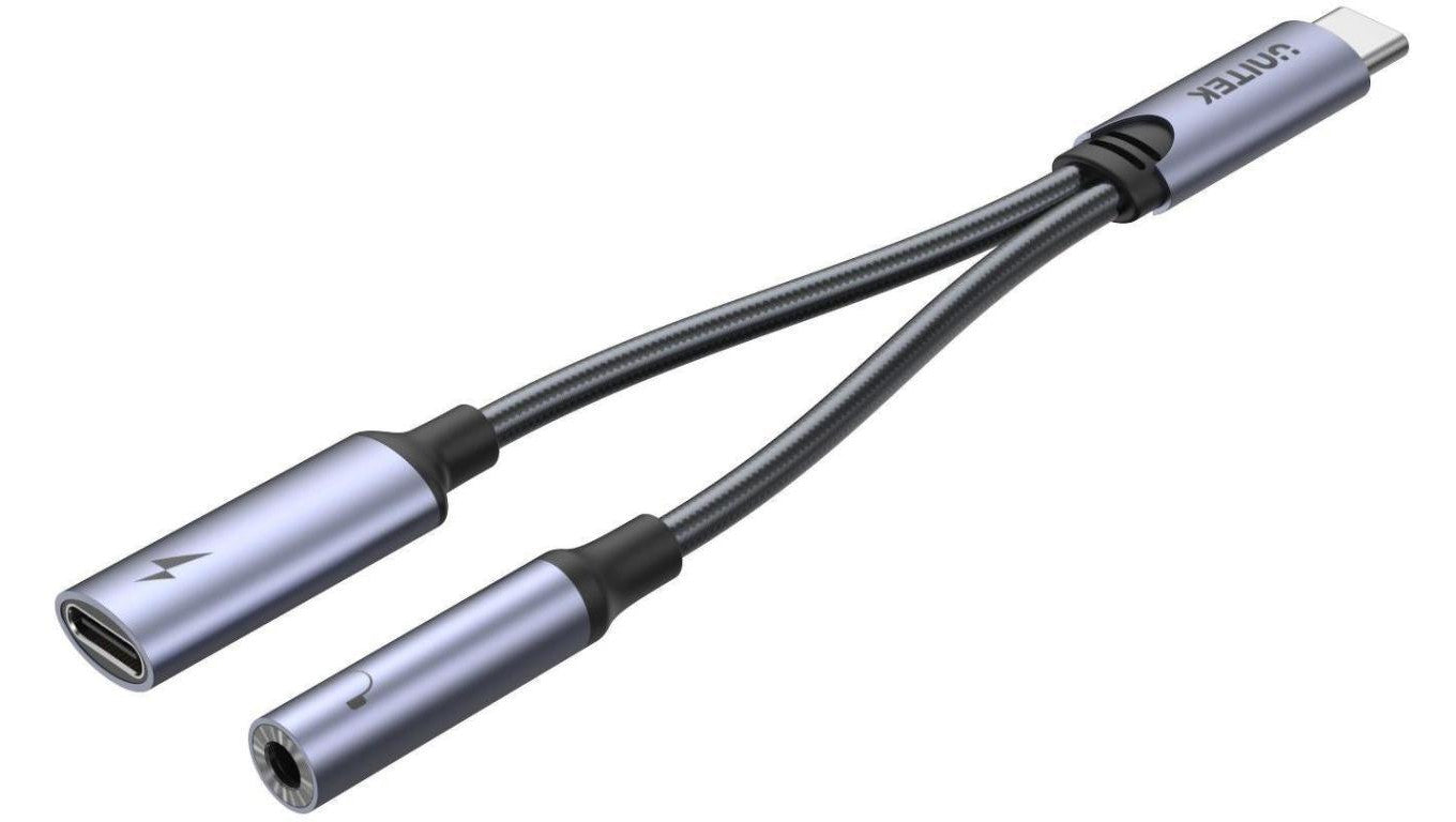 Unitek Adapter USB-C na minijack 3,5mm i USB-C 60W