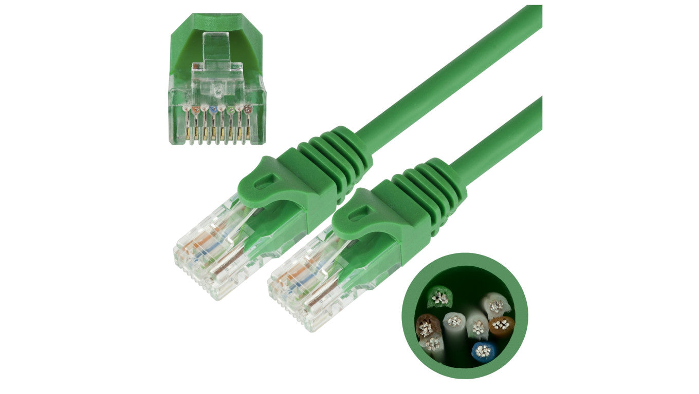 Patchcord UTP kat.5e kabel sieciowy LAN 2x RJ45 linka zielony 0,5m NEKU