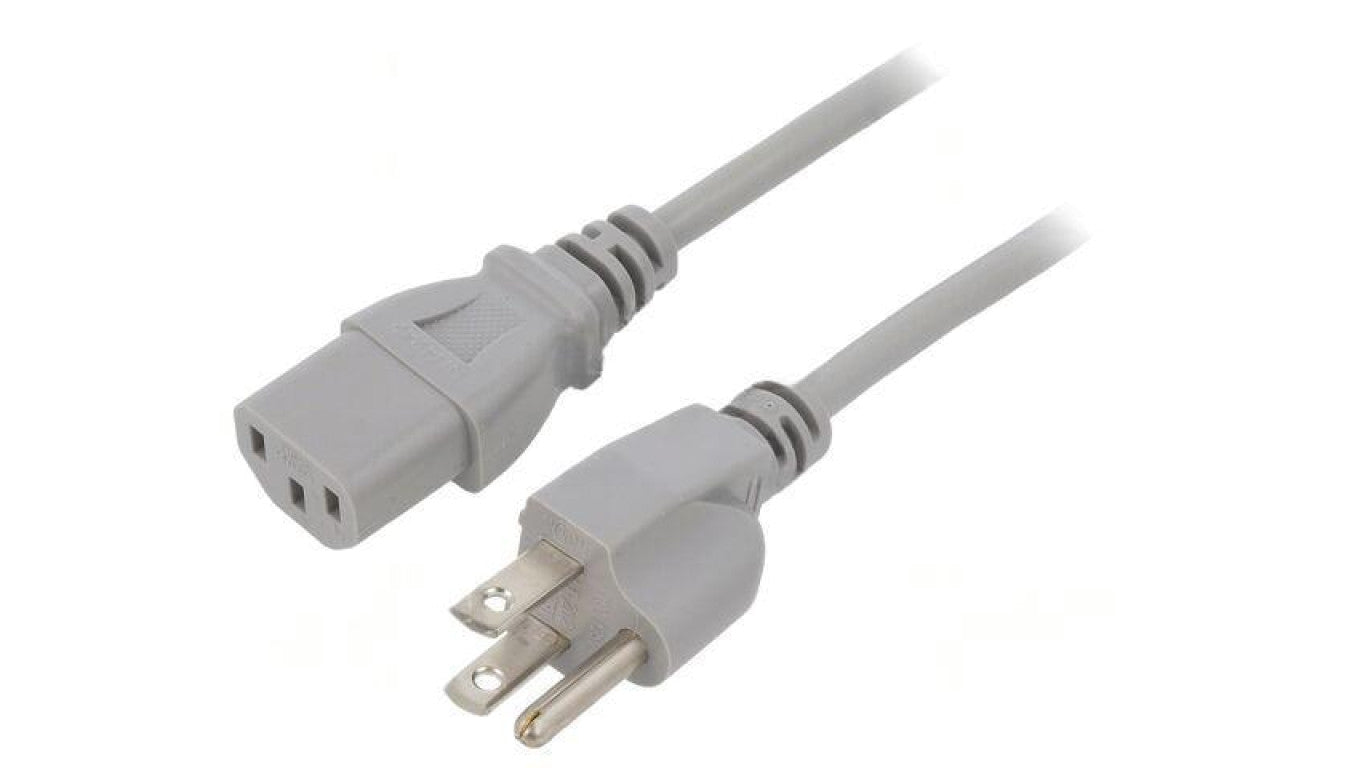 Kabel: 3x18AWG, IEC C13 żeński,NEMA 5-15 (B) wtyk, 1,8m LT-202+501 SVT 18/3 105C GRY 1.8M