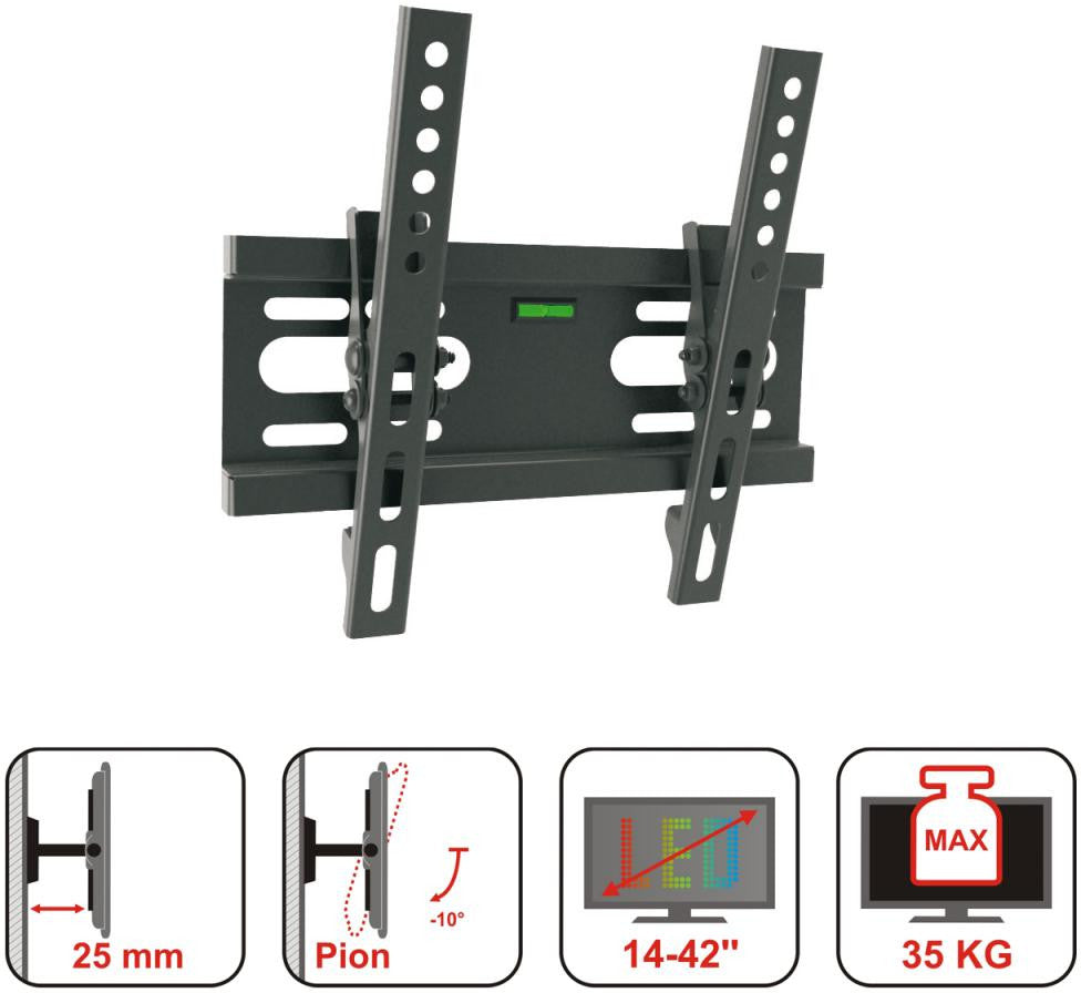 UCHWYT DO TV LCD/LED 14-42" 35KG AR-46 ART reg. w pionie