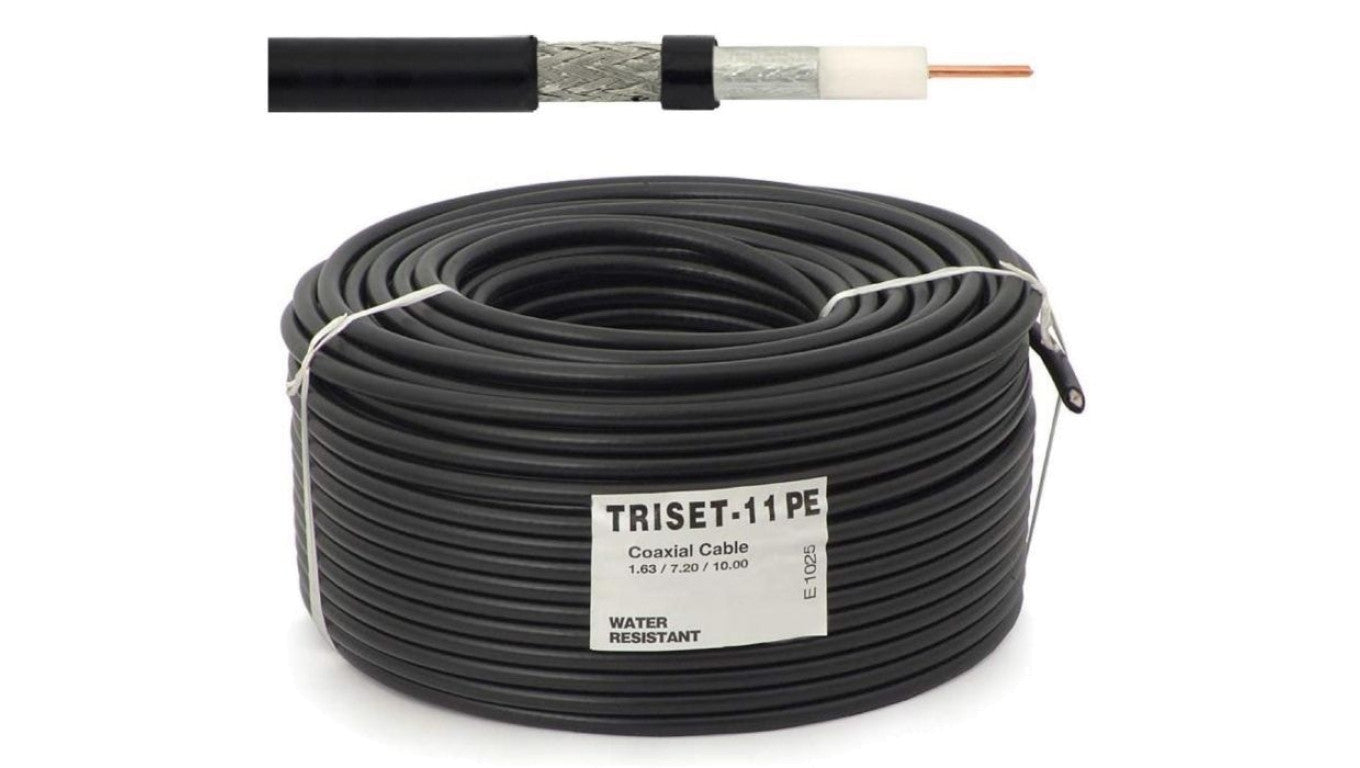 Przewód koncentryczny żelowany 75ohm TRISET-11 PE 1,63/7,2/10,2 Cu Triset /300m/