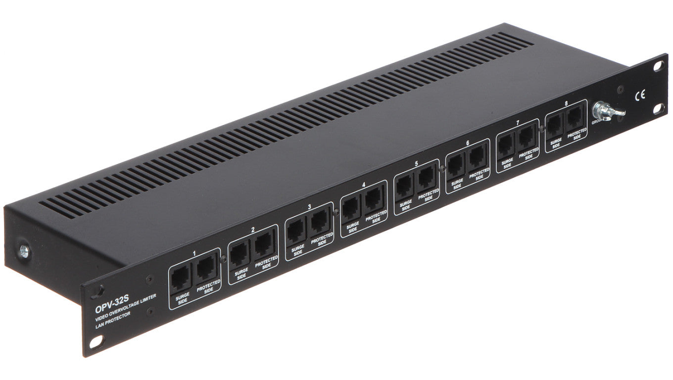 Ogranicznik przepięć 32-kanałowy systemu CCTV AHD, HD-CVI, HD-TVI, CVBS, PAL max. 5kA Rack 19” OPV-32S