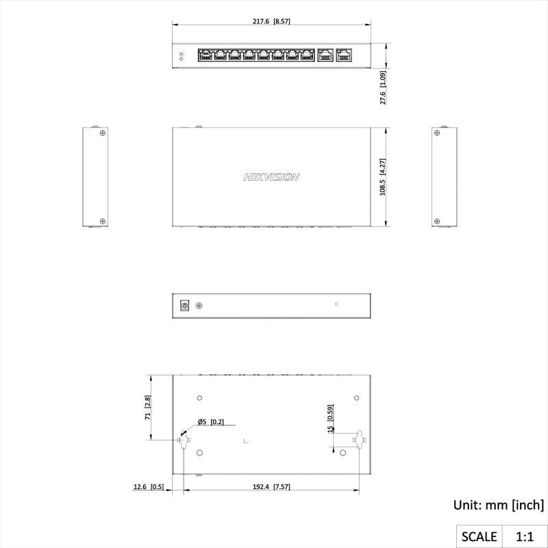 SWITCH POE HIKVISION DS-3E1510P-EI(O-STD) LinkVu