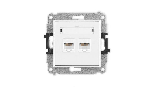 ICON Mechanizm gniazda komputerowego podwójnego 2xRJ45, kat. 5e, 8-stykowy biały mat 25IGK-2