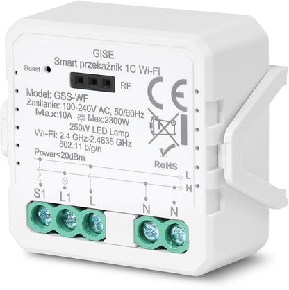 GISE Smart Pojedynczy moduł przekaźnikowy WiFi | Tuya | GSS-WF