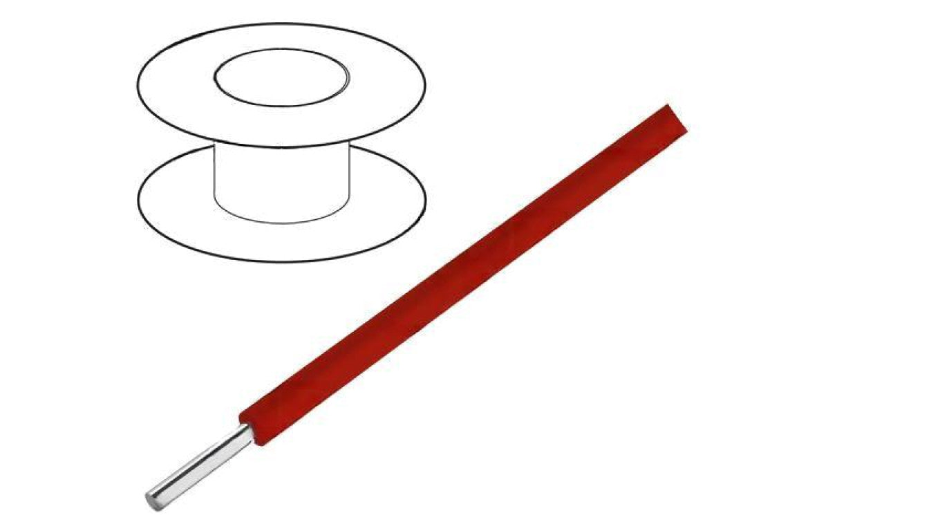Przewód HookUp Wire d: 26AWG drut Cu PTFE czerwony 250V 30,5m 2843/1 RD005