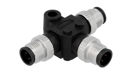 Trójnik M12 męski x3 kod A-DeviceNet / CANopen -PIN 4 IP68 T SS-040404-MMM-TS001