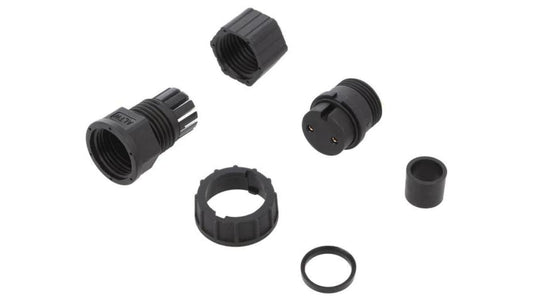 Złącze okrągłe wtyk rozmiar D żeński 2-PIN złocony 20A IP67 DC-02BFFB-LL7001