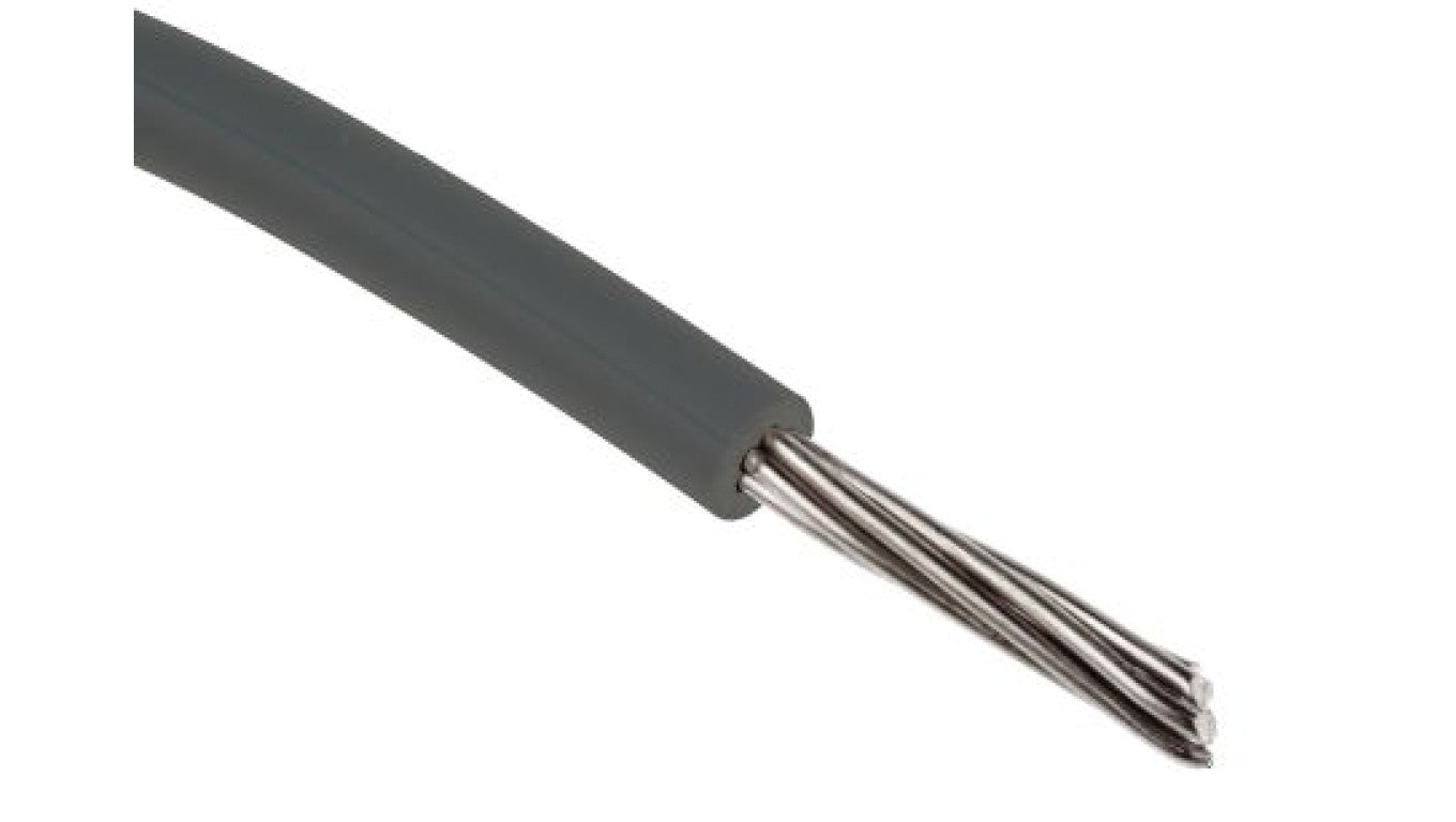 Przewód jednożyłowy linkowy, Przewód instalacyjny, 0,33 mm², 17/0,16 mm, 22 AWG, PVC, 300 V, Szary, dł. 100m, RS PRO