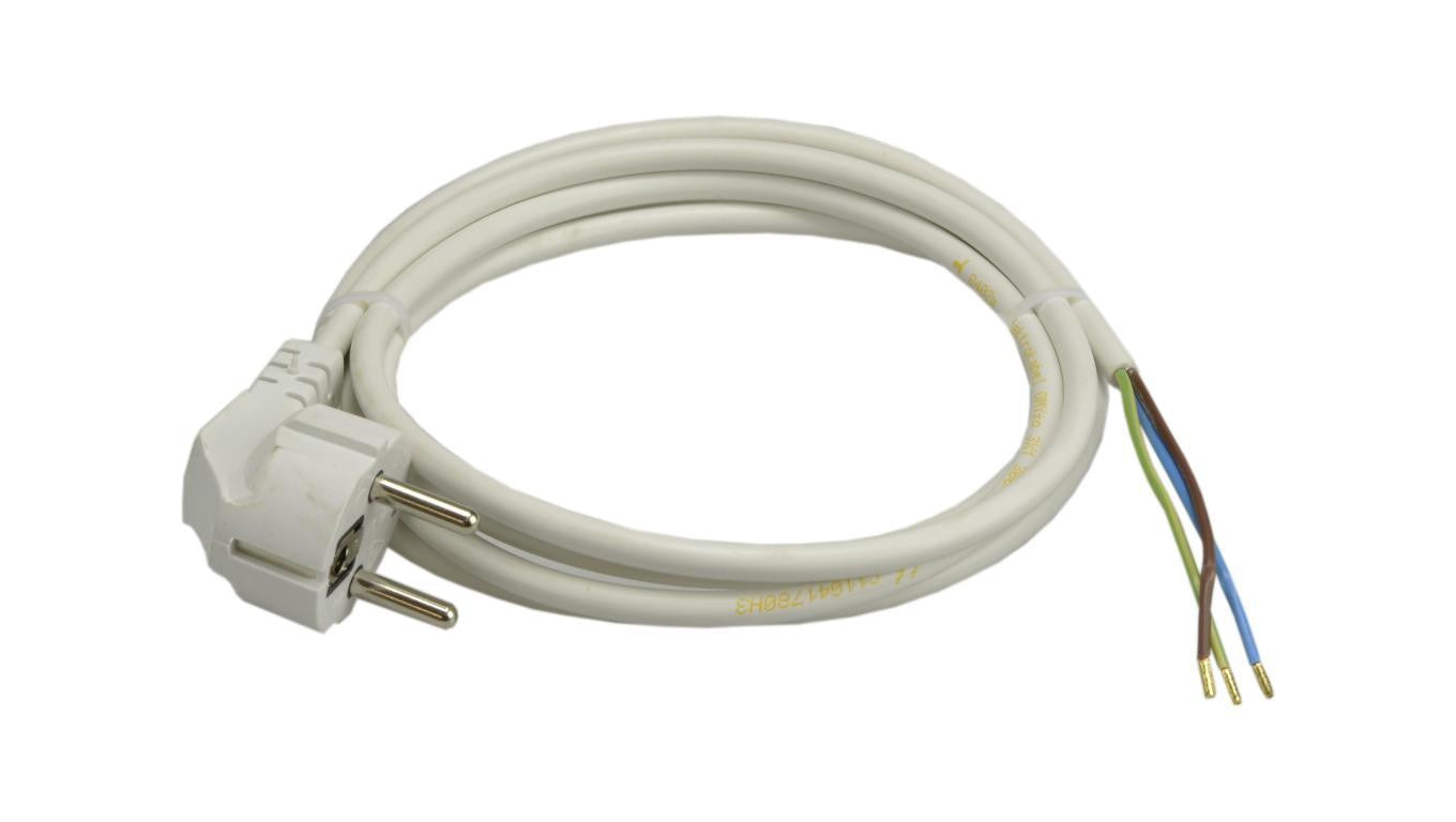 Przewód zasilający OMY 3x1,5mm2 z wtyczką kątową 2P+Z Uni-Schuko biały 1,5m
