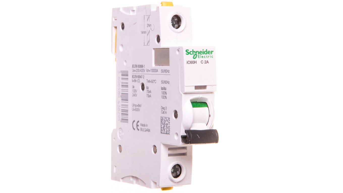 Wyłącznik nadprądowy 1P C 2A 10kA AC iC60H-C2 Acti9 A9F07102
