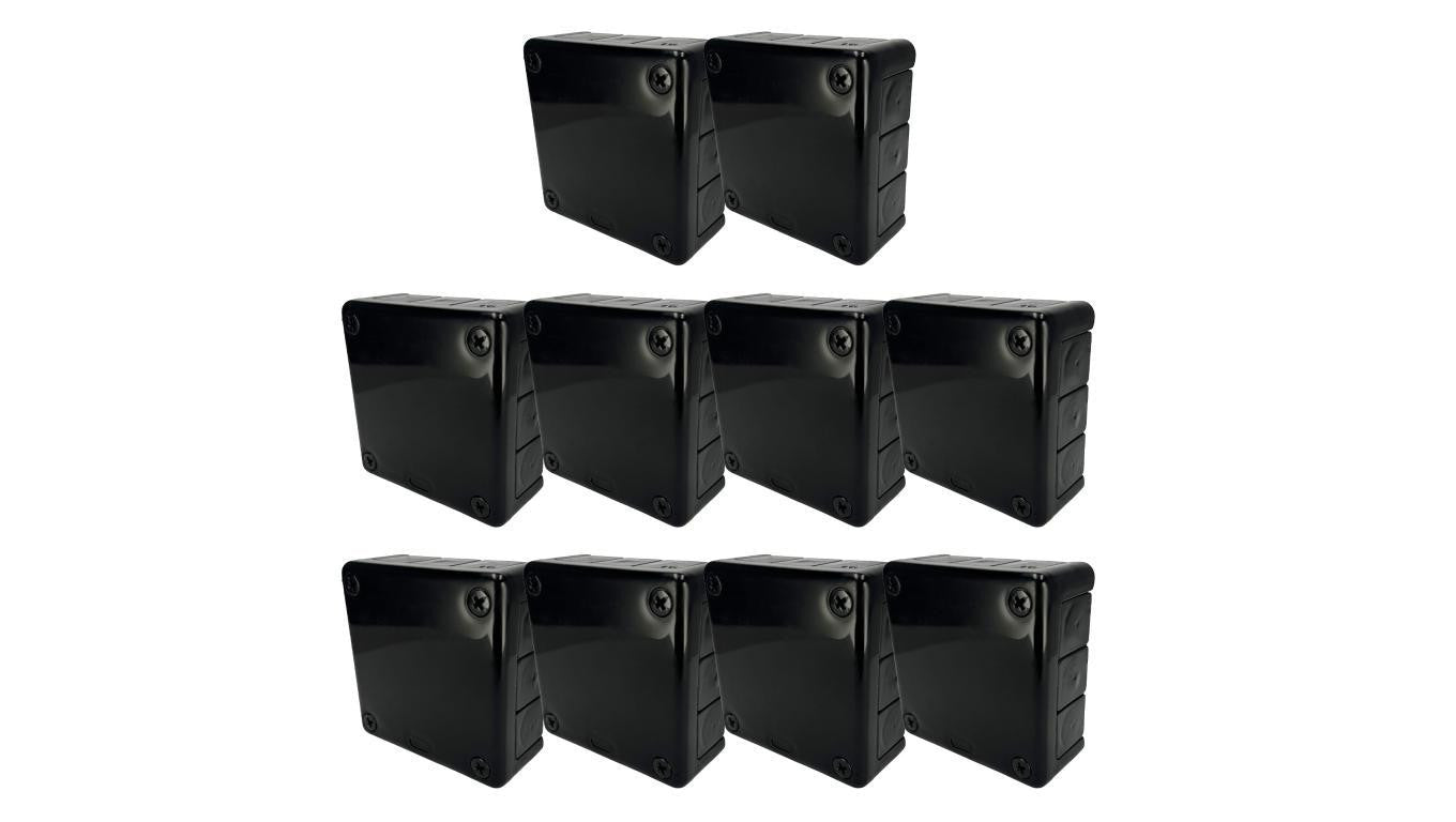 Puszka hermetyczna natynkowa 118x118x46mm 12-wlotowa z dławikami gumowymi, IP55 zamknięcie na wkręty czarna EDO 10szt