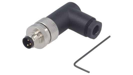 Złącze okrągłe M8 męskie kątowe nieekranowane na zacisk 3-PIN 60V T4013008031-000