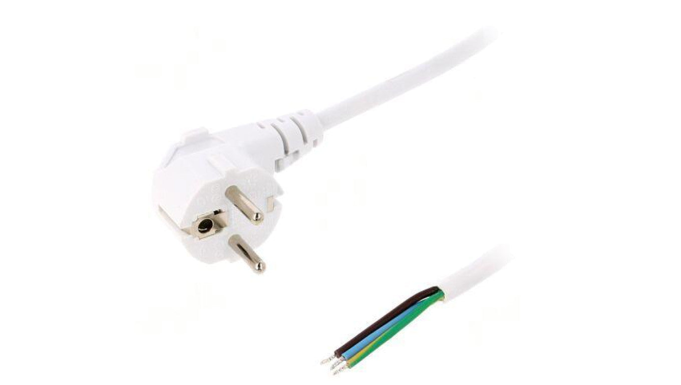 Kabel: 3x1mm2, CEE 7/7 (E/F) wtyk kątowy, 1,8m LT322 H05VV-F 3X1.0 1.8M WHT
