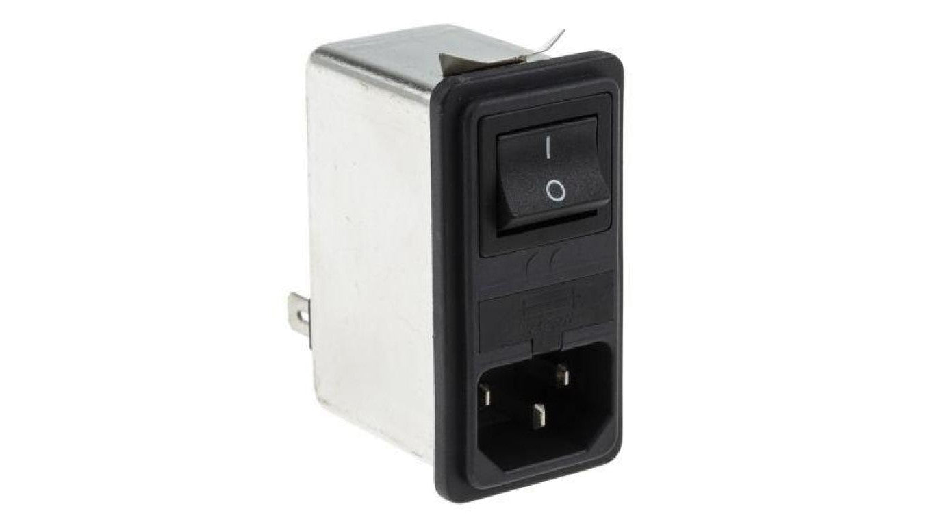 Gniazdo zasilające IEC z filtrem przeciwzakłóceniowym1 6A RS PRO Zatrzask 5 x 20mm