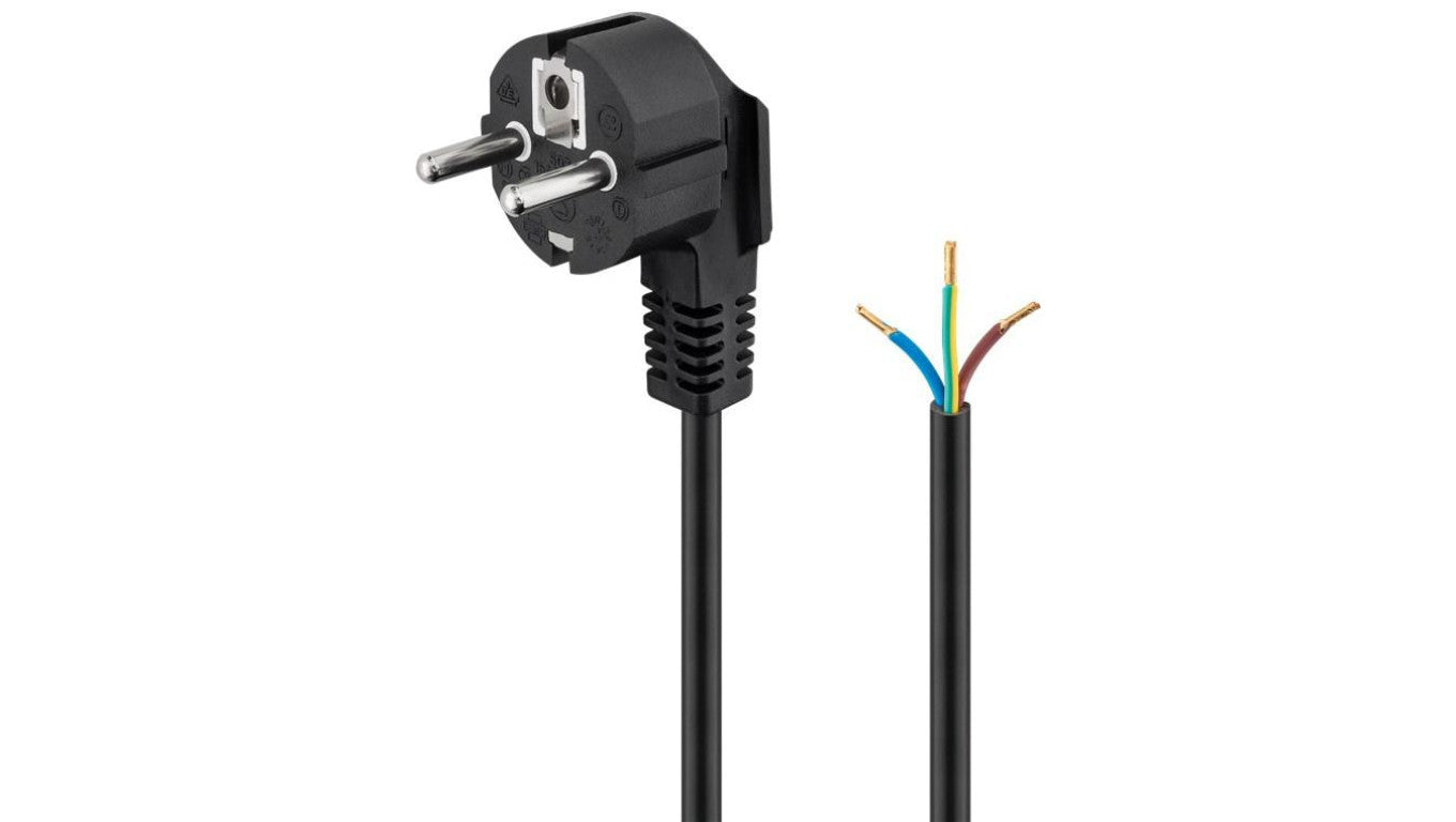 Kabel ochronny stykowy kątowy do montażu, 2 m, czarny - Długość kabla 2 m