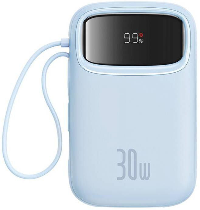 Powerbank Baseus QPow 2 10000mAh 30W z 2 wbudowanymi kablami USB-C - niebieski