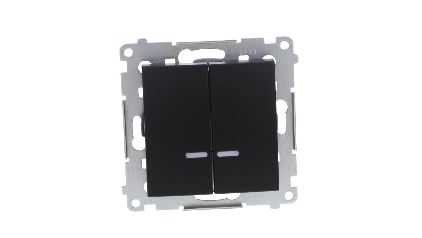 Simon 54 Łącznik świecznikowy z podśw LED i do wersji IP44 (moduł) 10AX 250V szybkozłącza, czarny mat z wkładkę DU1W DW5BL.01/49
