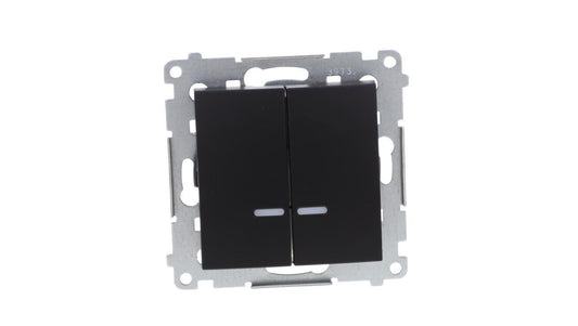 Simon 54 Łącznik świecznikowy z podśw LED i do wersji IP44 (moduł) 10AX 250V szybkozłącza, czarny mat z wkładkę DU1W DW5BL.01/49