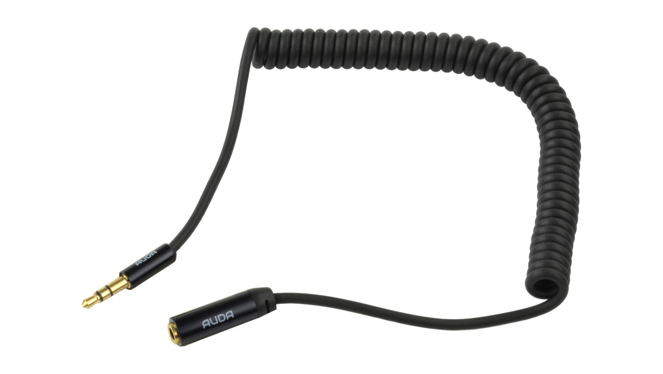 AUDA Slim Przedłużacz spiralny Audio AUX mini Jack 3,5mm Stereo (wtyk / gniazdo) /1,5m/