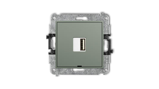 MINI Mechanizm ładowarki USB pojedynczej USB A, 10W max., 5V, 2A, bez pola opisowego szałwiowy 61MCUSBBO-3