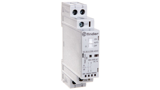 Stycznik modułowy 2Z 25A 230V AC/DC funkcja Auto-On-Off, wskaźnik zadziałaniua + LED 17,5mm 22.32.0.230.4340