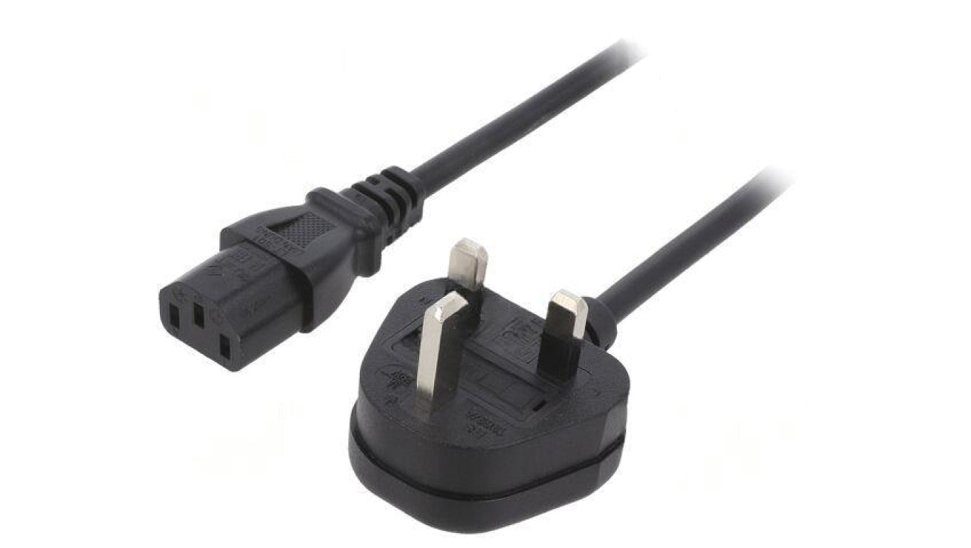 Kabel: 3x0,75mm2, BS 1363 (G) wtyk,IEC C13 żeński, 1m, 3A LT-318(3A)+501 3X0.75 BLK 1M