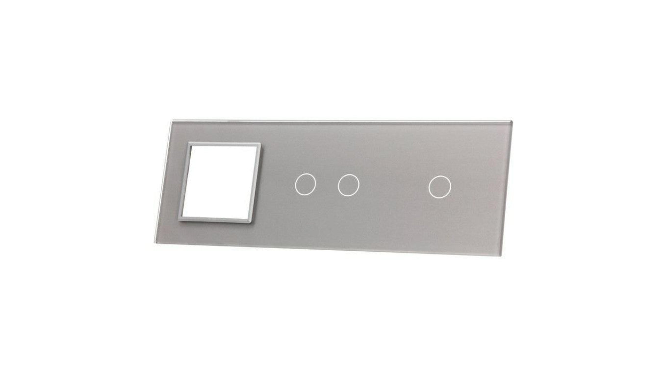 Livolo SREBRNY PANEL SZKLANY 1+2+ MIEJSCE NA GNIAZDO 7012G-64