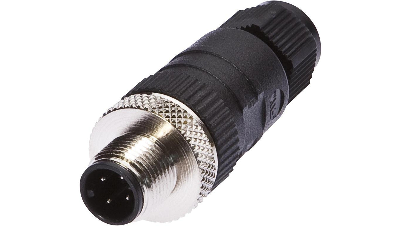 Złącze kablowe Ø3-6,5mm, 4A, 240V, -25-90C, M12 Męskie 4-PIN, IP67, PBT VK003028
